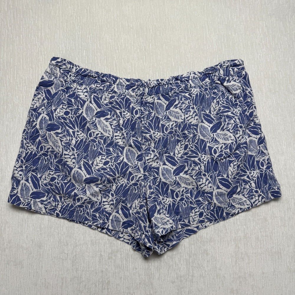 ANA New Approach Paperbag Shorts Linen Blend Women 3X Blue Floral Tropical Vaca - Picture 2 of 15